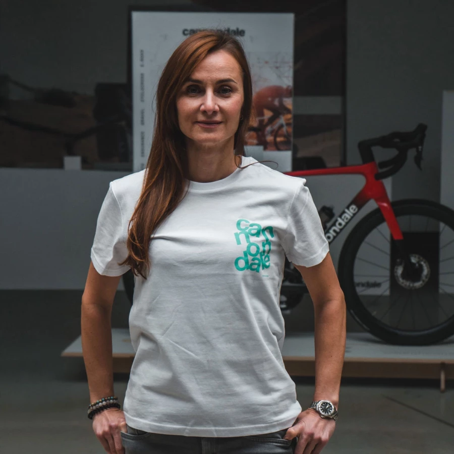 Cannondale T-Shirt Tumble Logo - White w Turquoise